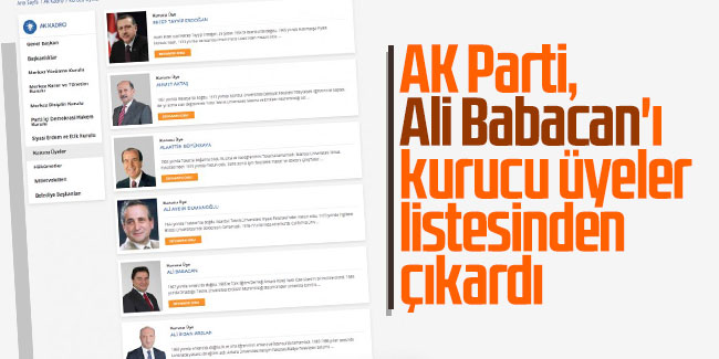 AK Parti, Ali Babacan'ı kurucu üyeler listesinden çıkardı