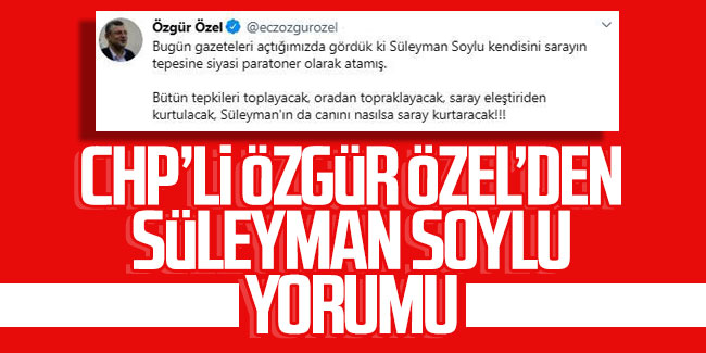 CHP'li Özel'den Süleyman Soylu yorumu: 'Kendisini Saray’ın tepesine siyasi paratoner olarak atamış'