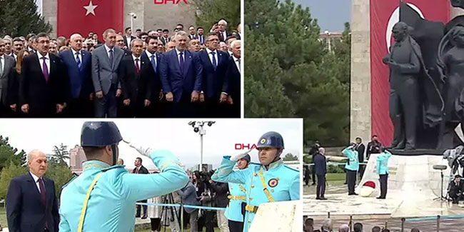 TBMM'de yeni yasama dönemi: Numan Kurtulmuş Atatürk anıtına çelenk bıraktı