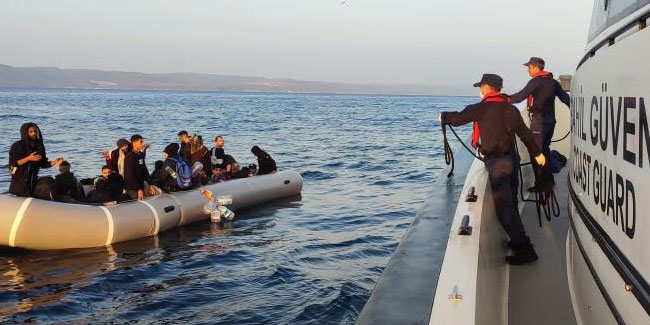 Ayvalık’ta Türk kara sularına itilen 34 göçmen kurtarıldı