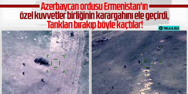 Azerbaycan ordusu Ermenistan'ın özel kuvvetler birliğinin karargahını ele geçirdi, Tankları bırakıp böyle kaçtılar!