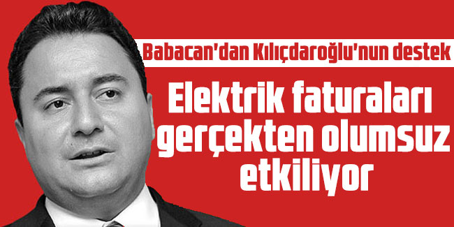 Ali Babacan "Elektrik faturaları gerçekten olumsuz etkiliyor"