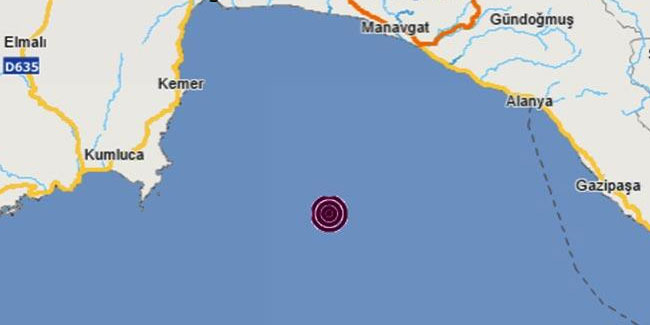 Akdeniz'de 4.0 büyüklüğünde deprem