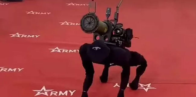 Rusya'nın yeni silahı roketatar taşıyan robot köpek sosyal medyada viral oldu!