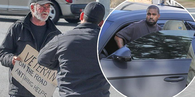 Kanye West arabasını durdurup evsiz bir adama yardımda bulundu