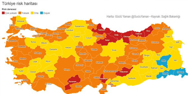  İşte Türkiye'nin risk haritası! Normalleşmede hangi şehir kaçıncı sırada