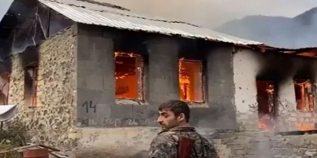 Ermeniler terk ettikleri yerleri yakıyor