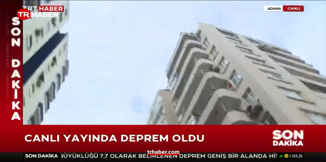 TRT canlı yayınında peş peşe binalar çöktü!