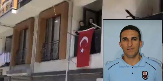 Şehit ceza infaz memurunun evine Türk bayrağı asıldı