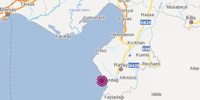 Antakya Körfezi'nde 3.5 büyüklüğünde deprem