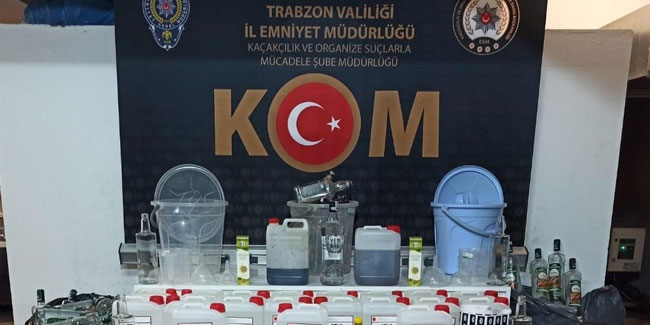 Trabzon'da Sahte ve kaçak alkol operasyonu