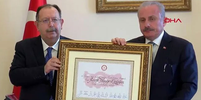 Cumhurbaşkanı Erdoğan'ın mazbatası Şentop'a teslim edildi!