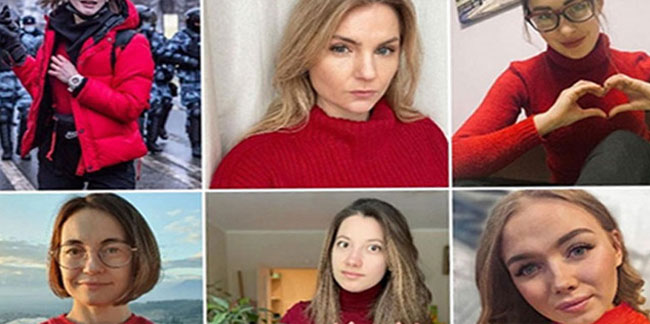 Rusya'da ''kırmızı'' protesto! Kadınlar tepki gösterdi