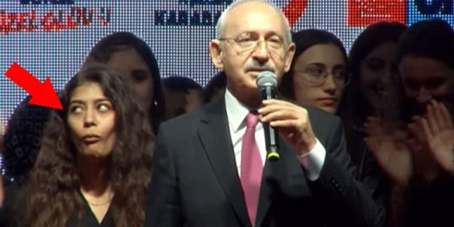 Kılıçdaroğlu'nun arkasındaki genç kızın yüz ifadesi sosyal medyayı salladı