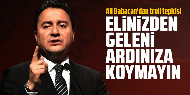 Ali Babacan'dan troll tepkisi: Elinizden geleni ardınıza koymayın