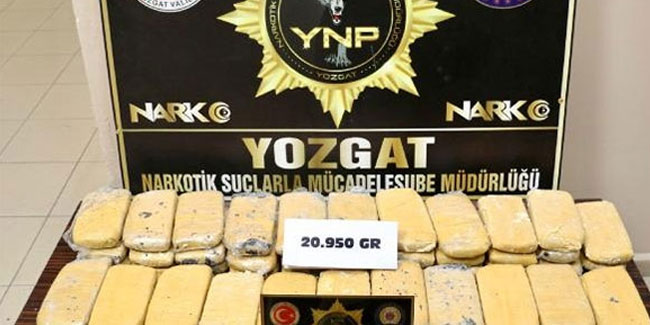Yozgat'ta 20 kilo 950 gram eroin ele geçirildi!