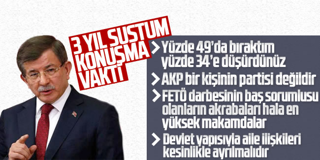 Davutoğlu'ndan çıkış: AK Parti bir kişinin partisi değildir; yalvarıyorum gelin konuşalım
