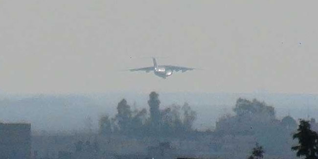 Kamışlı'ya inen Rus uçağı Nusaybin'den görüntülendi