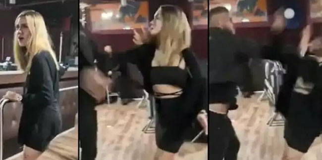 Alman kadınla Rus adamın bar kavgası sosyal medyada olay oldu!