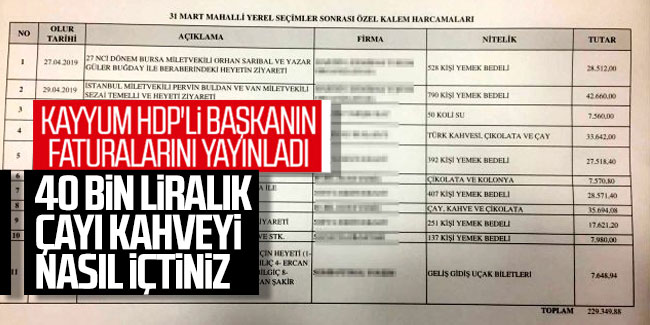 Kayyum HDP'li başkanın faturalarını yayınladı!