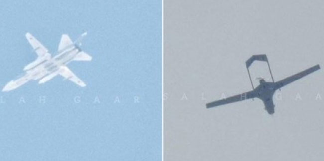 Türk İHA'sı ve Rus uçağı aynı anda görüldü!