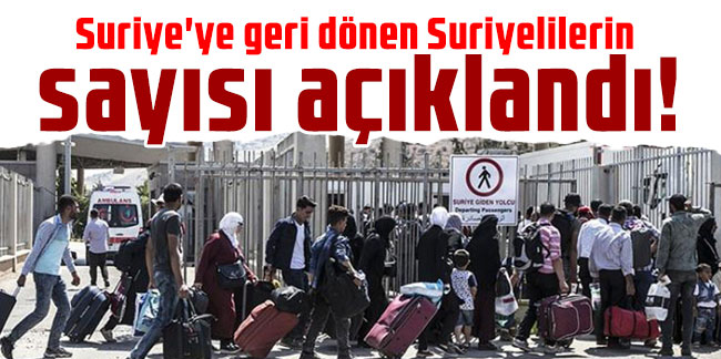 Suriye'ye geri dönen Suriyelilerin sayısı açıklandı!