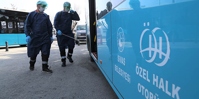 Sivas’ta halk otobüslerinde virüs önlemi