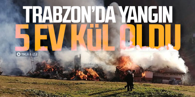 Trabzon'da yangın 5 ev kül oldu