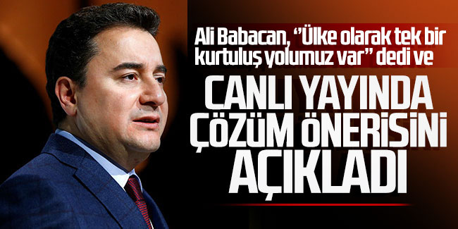 Ali Babacan "Tek bir kurtuluş yolu var" dedi ve canlı yayında önerisini açıkladı