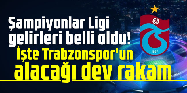 Şampiyonlar Ligi gelirleri belli oldu! İşte Trabzonspor'un alacağı dev rakam