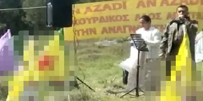Güney Kıbrıs'ta skandal görüntüler! PKK paçavrası açtılar