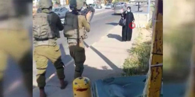Siyonist İsrail askerleri Filistinli kadından işte böyle korktu!