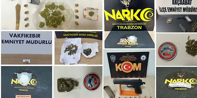 Trabzon’da uyuşturucuya geçit yok! 15 şahıs hakkında adli işlem