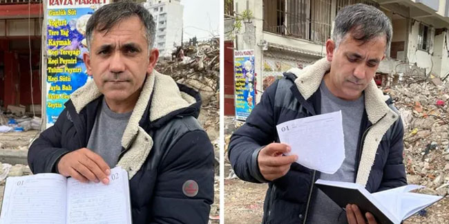 Maraş'ta yıkılan Ebrar Sitesi'ndeki marketin sahibi veresiye defterini yırttı: Hakkımı helal ediyorum