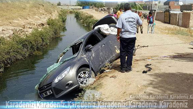 Nusaybin'de otomobil su kanalına düştü