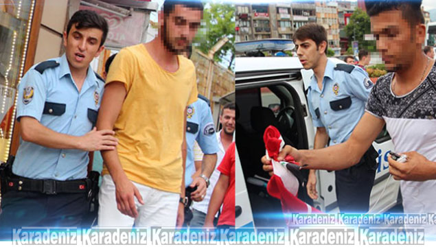 Türk bayrağı çıkarıp polislere isyan etti!
