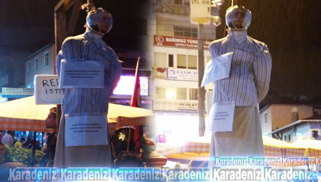 Rize'de Gülen'in maketini astılar 