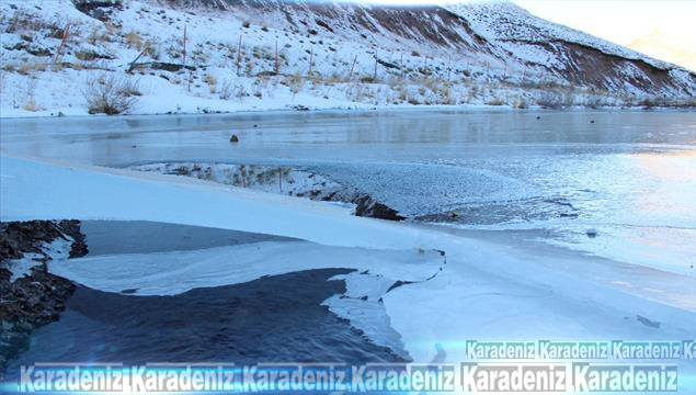Soğuk hava göleti dondurdu