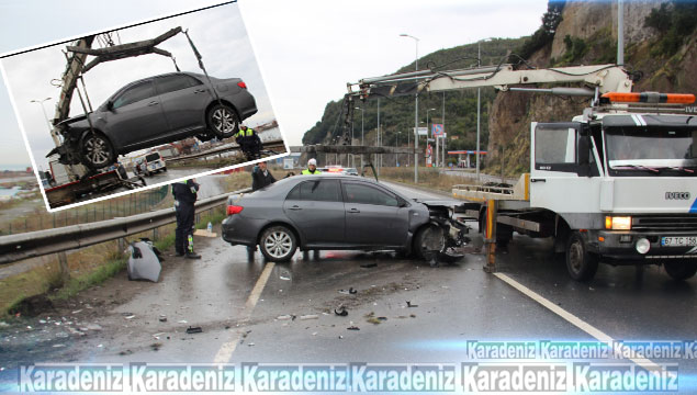 Trabzon plakalı araç kaza yaptı!