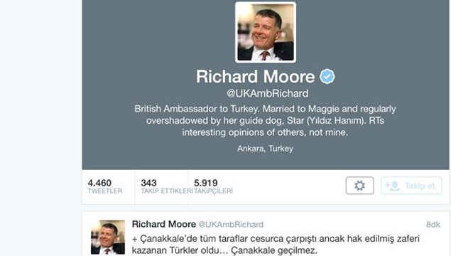 İngiliz Büyükelçi'den 'Çanakkale geçilmez' tweeti