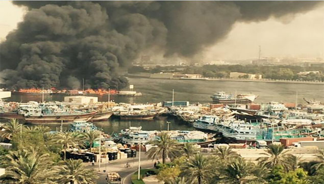 Dubai limanında yangın